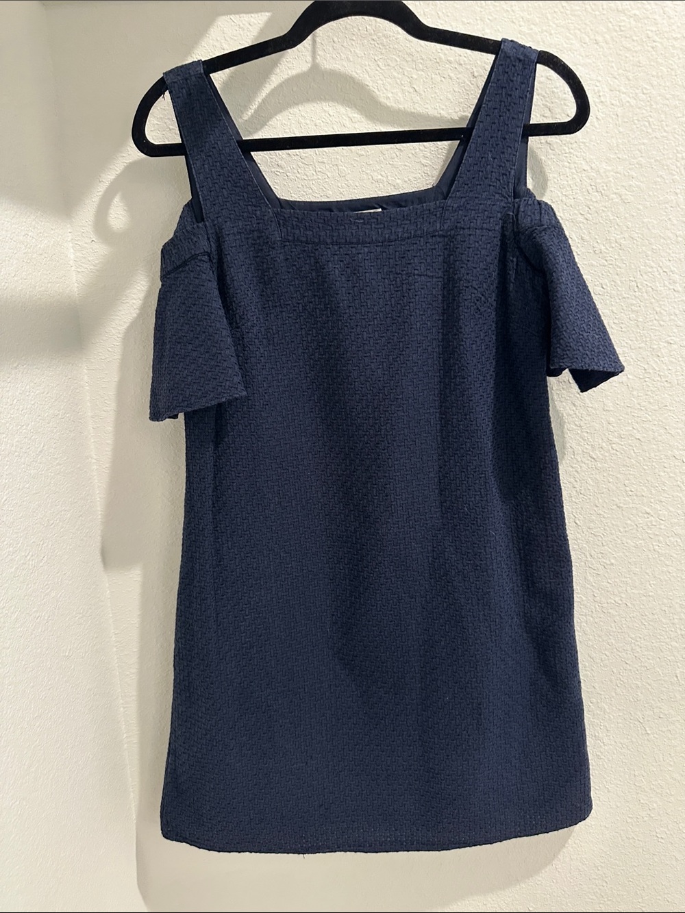 J. Crew Navy Textured Cold-Shoulder Mini Dress